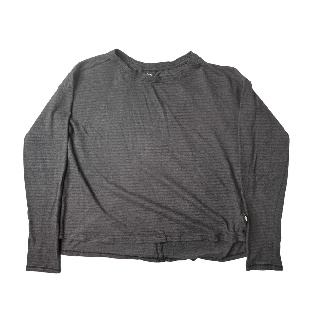 The North Face Top Womens M Gray L/S Crew Neck Striped NF0A3YTI Casual Active